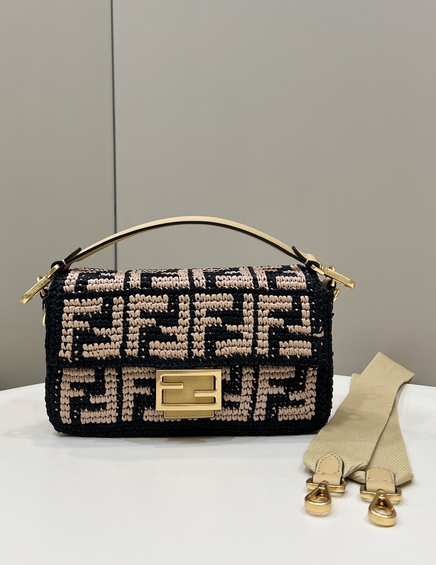 FENDI Iconic Baguette Handcrafted Raffia Handbag Model no: 8273B