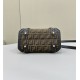 FENDI Boston Bag, classic double F fabric logo with dark brown leather, large magnetic closure Model no: 8627