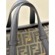 FENDI Boston Bag, classic double F fabric logo with dark brown leather, large magnetic closure Model no: 8627