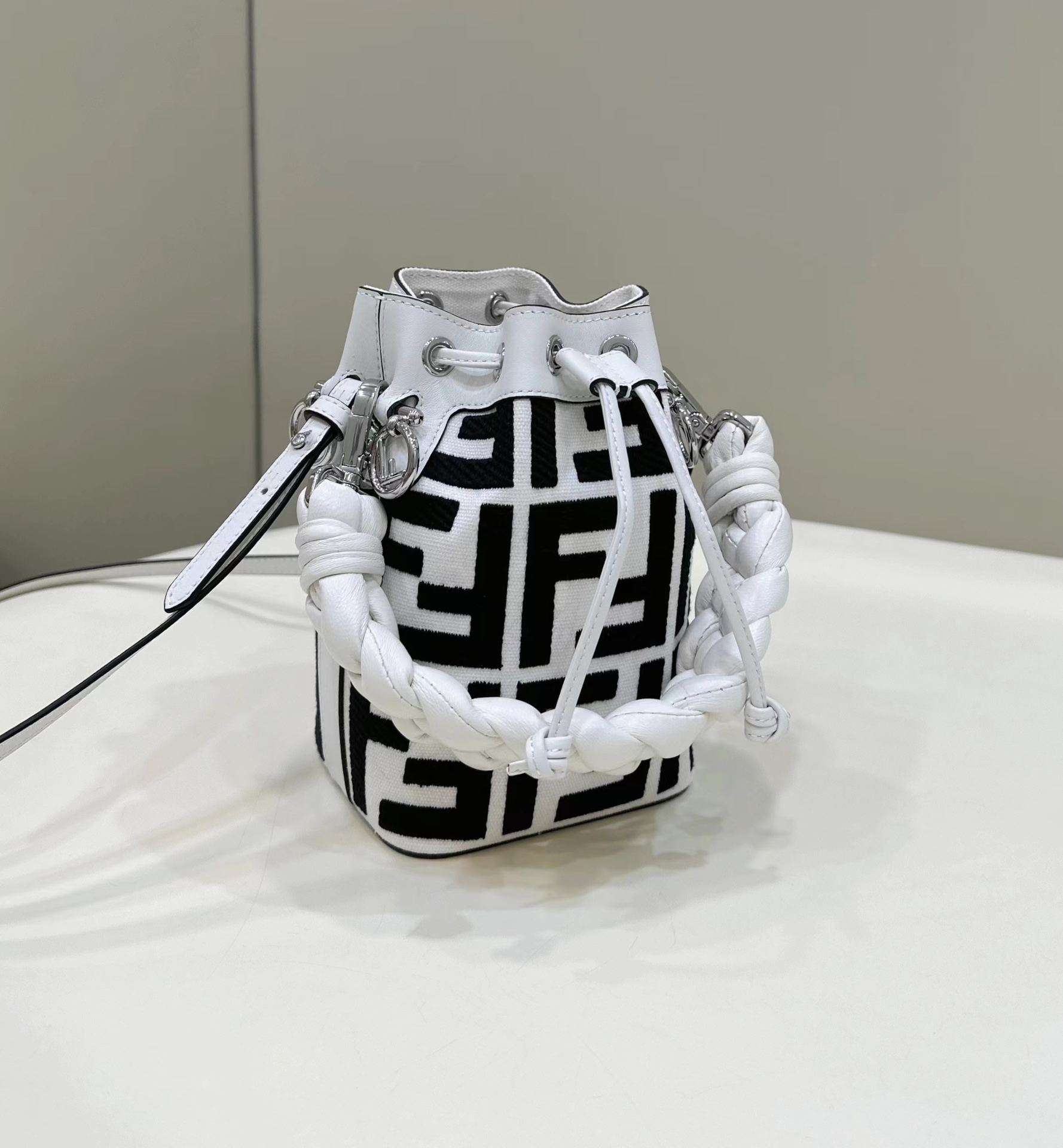 Mini Bucket Bag Washed Denim Embroidered Double F Logo Model no: 038D