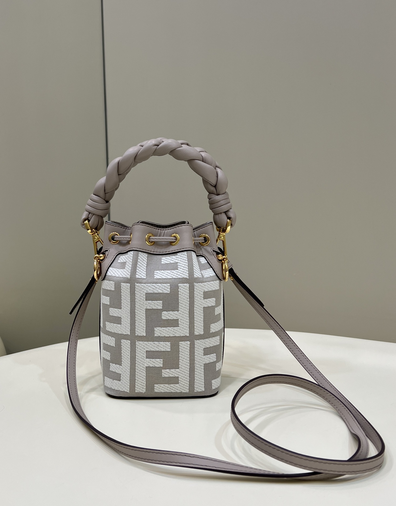 Mini Bucket Bag Washed Denim Embroidered Double F Logo Model no: 038D