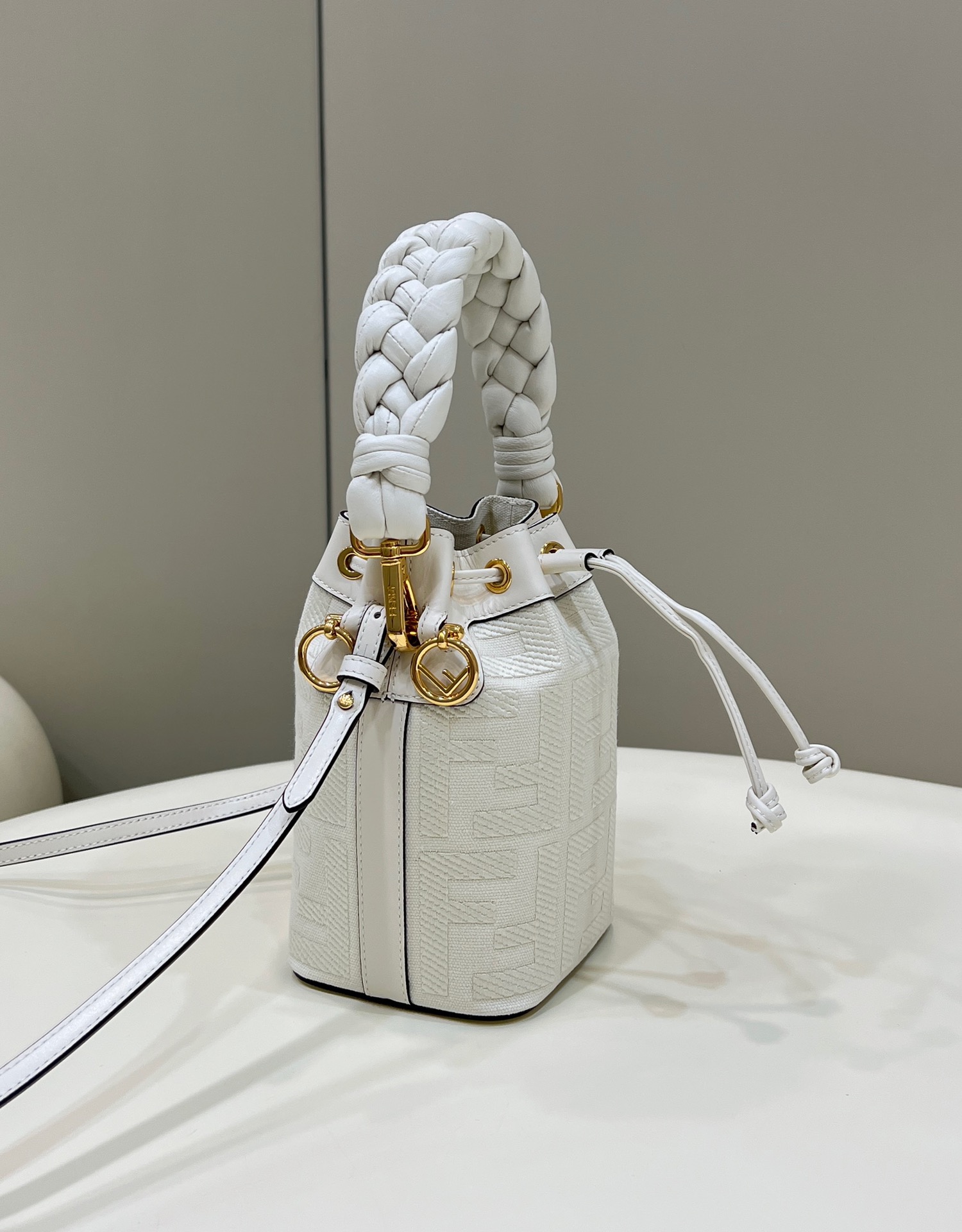 Mini Bucket Bag Washed Denim Embroidered Double F Logo Model no: 038D