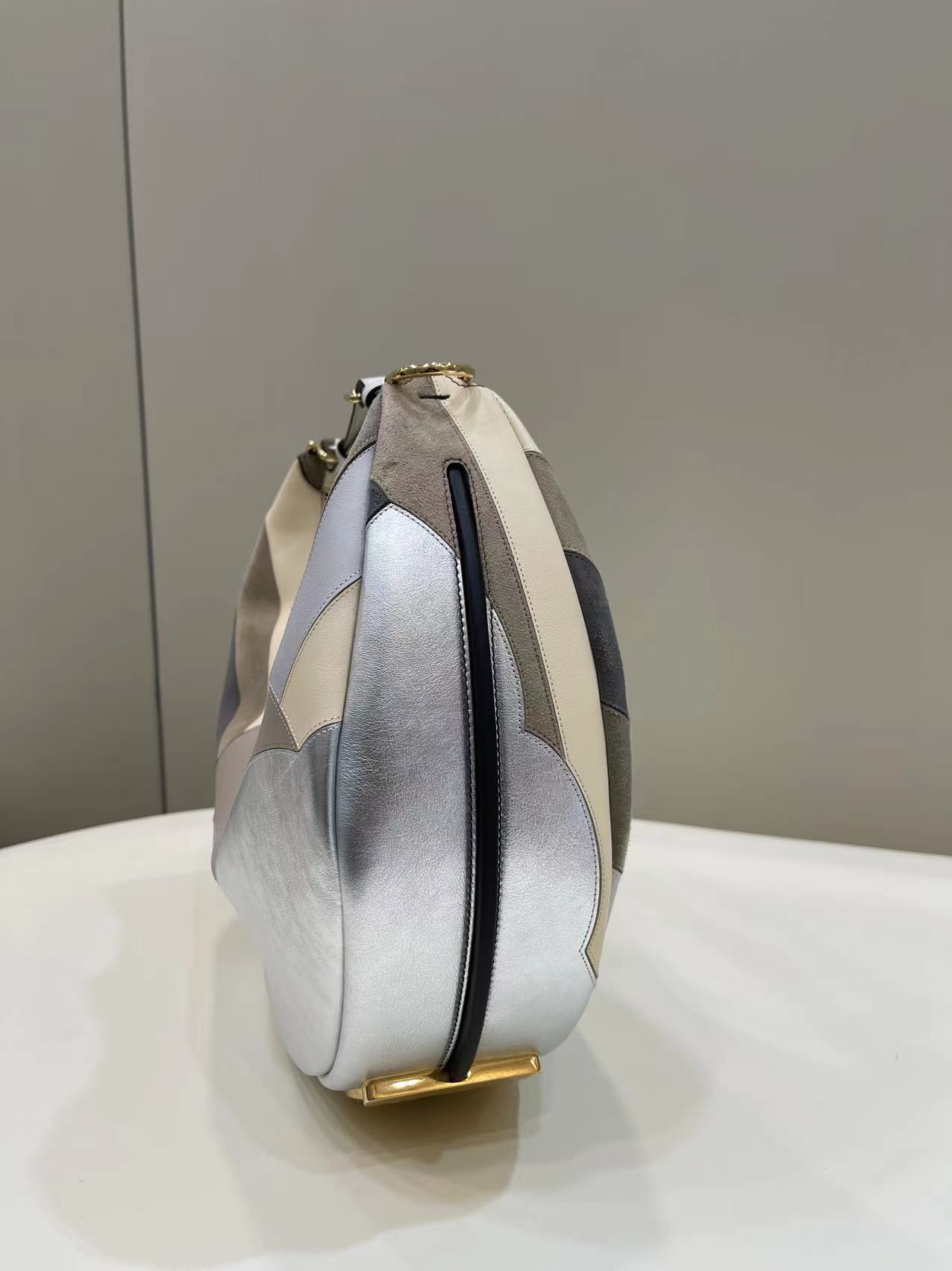 Underarm Bag Silver Soft Layered Leather with Some Lambskin and Color Block Leather Model no: 80056AL