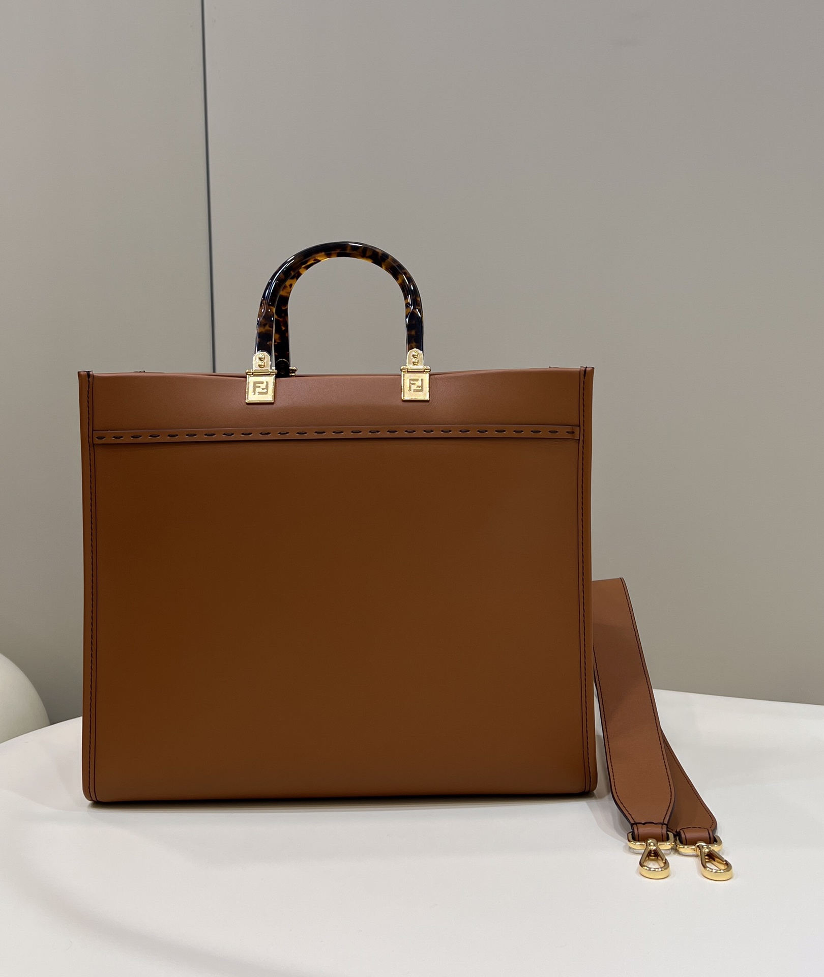 Tote Shopping Bag, Cowhide, Amber Handles and Double F Custom Hardware Model no: 8266s