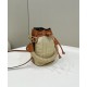 Mini Bucket Bag, Washed Denim Embroidered with Double F Logo Model no: 038E