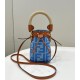 Mini Bucket Bag, Washed Denim Embroidered with Double F Logo Model no: 038E