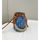 Mini Bucket Bag, Washed Denim Embroidered with Double F Logo Model no: 038E