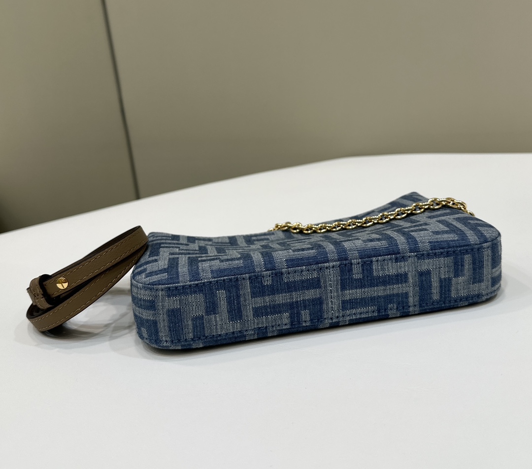 Baguette Clutch, Denim with Double F Logo Model no: 8BS073