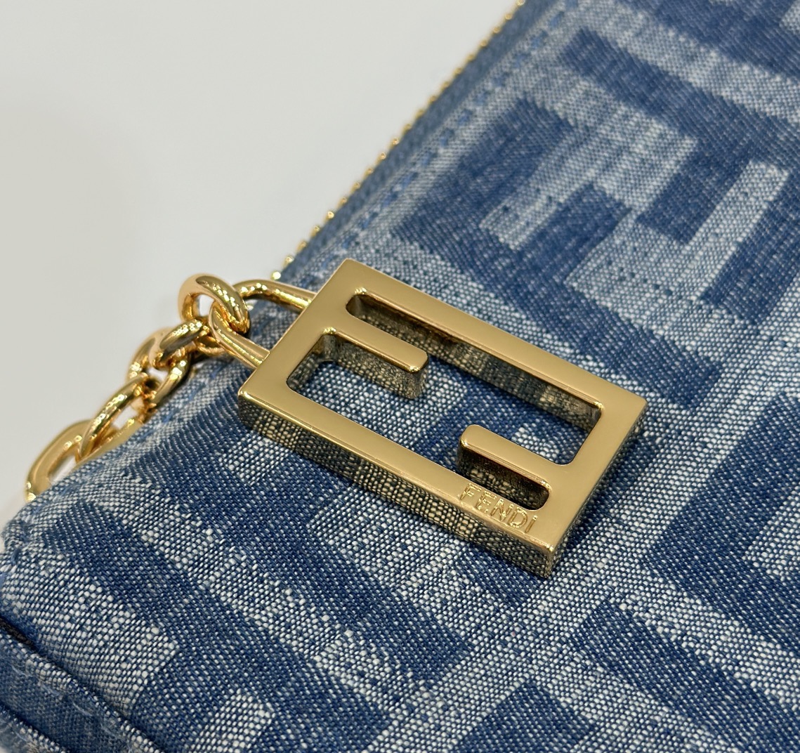 Baguette Clutch, Denim with Double F Logo Model no: 8BS073