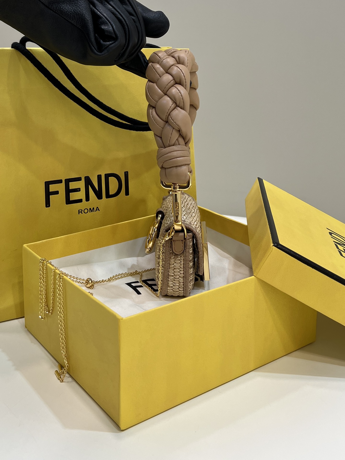 Fendi Nano Baguette Raffia Charm Mini Bag Model no: 8567B