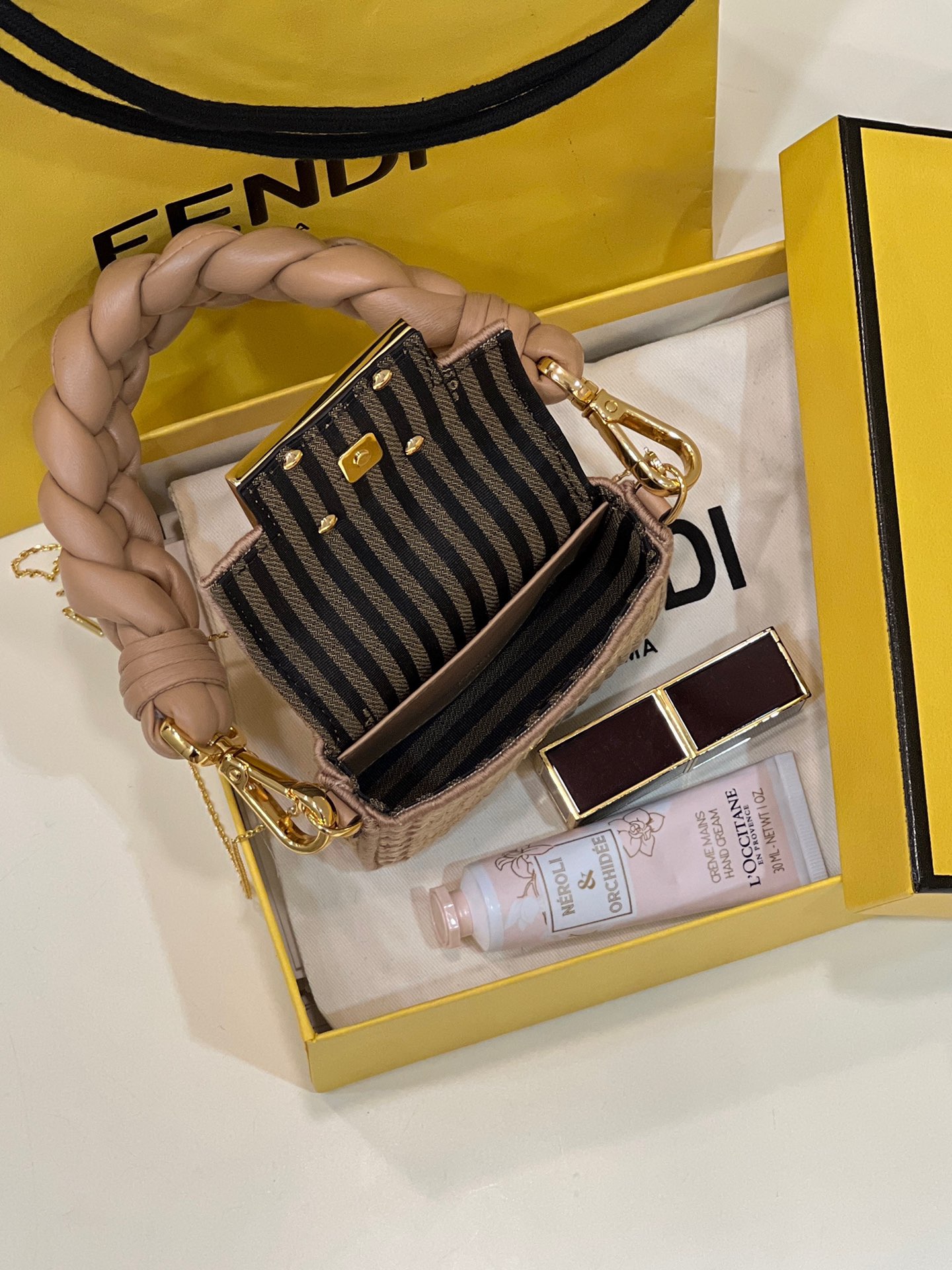 Fendi Nano Baguette Raffia Charm Mini Bag Model no: 8567B