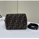 Mini Roll, Classic Double F Fabric Logo with Dark Brown Leather Model no: 8655