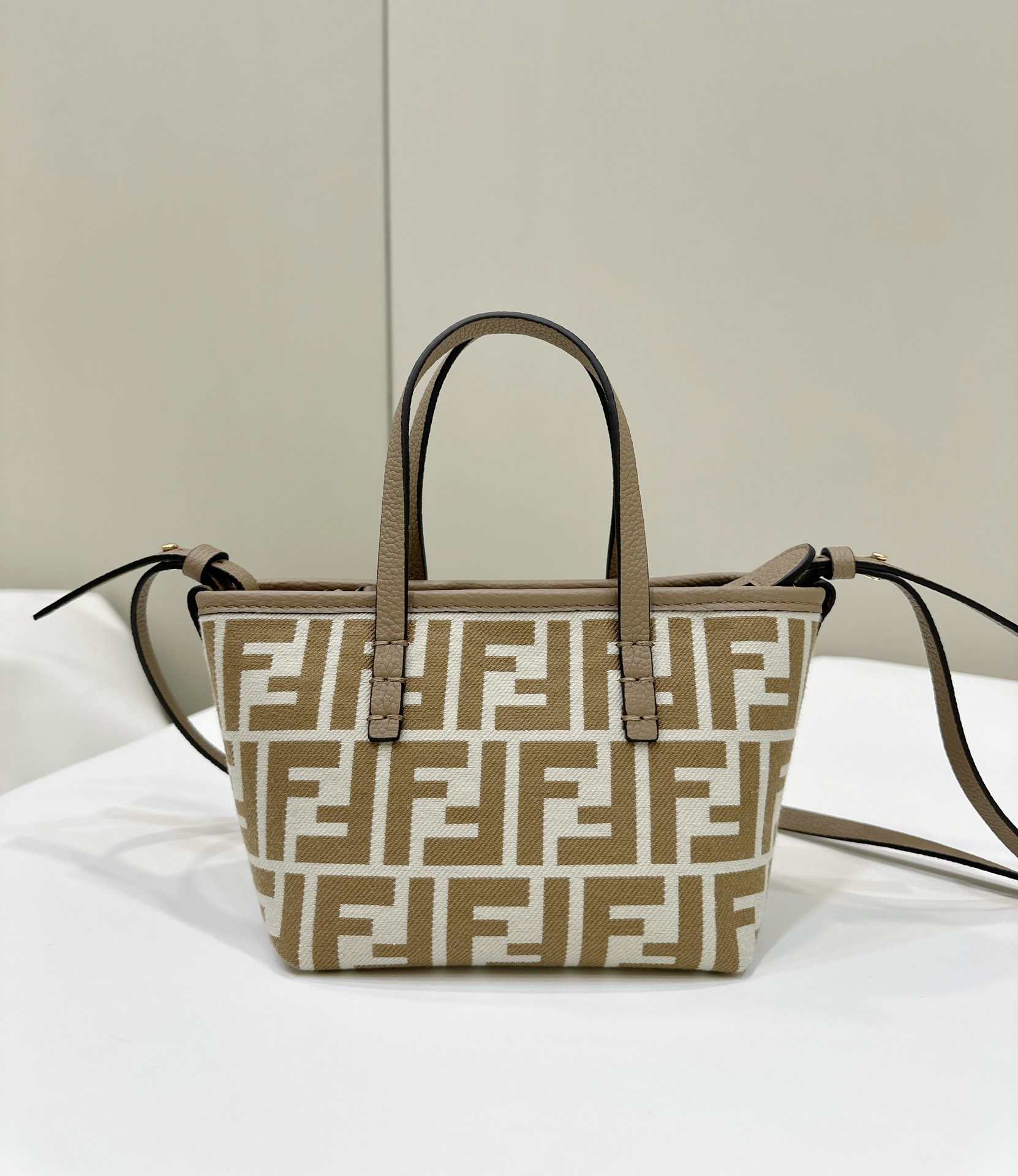 FENDI New Mini Roll, Classic Double F Fabric Logo with Matching Leather Model no: 8655A