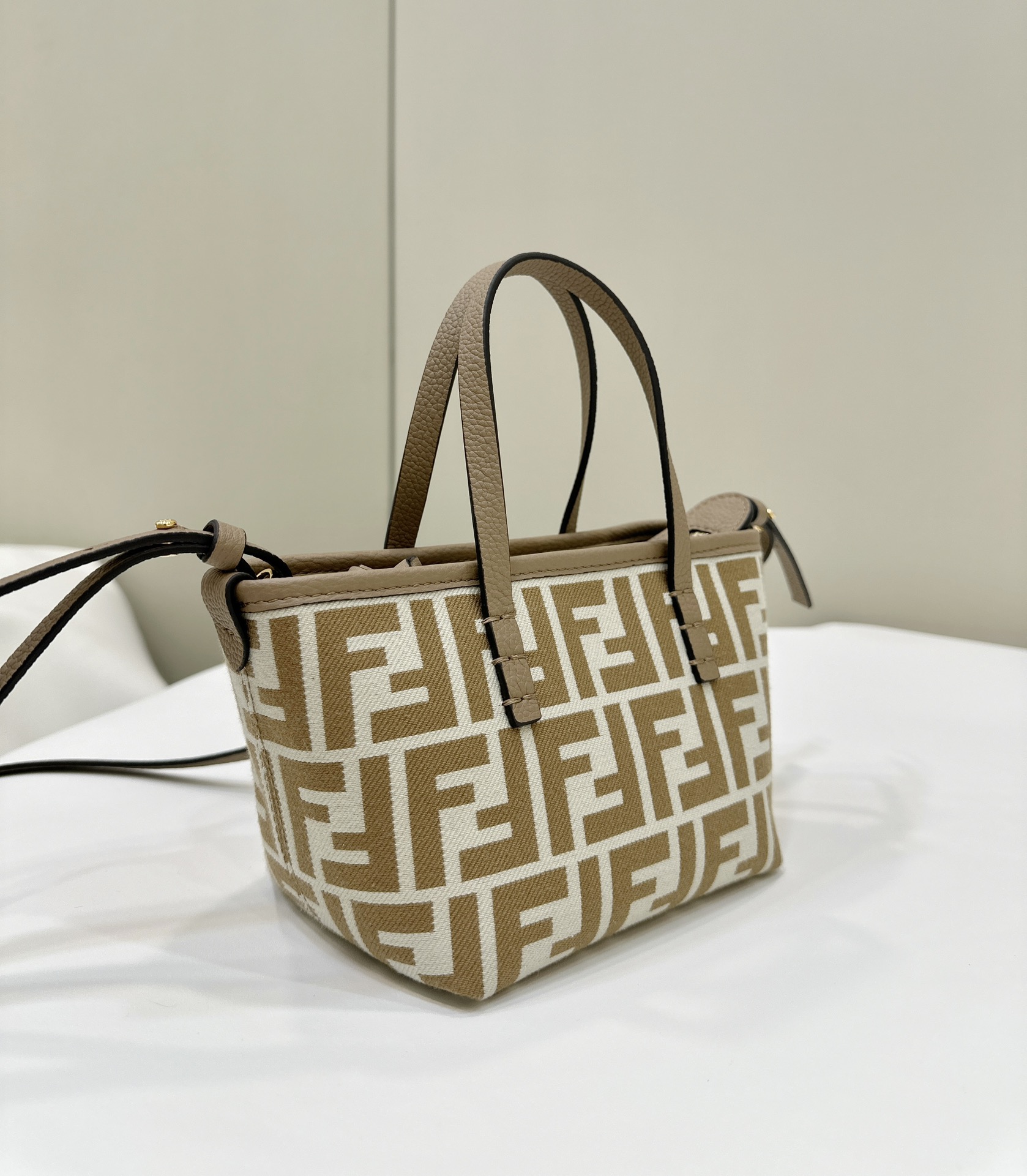 FENDI New Mini Roll, Classic Double F Fabric Logo with Matching Leather Model no: 8655A