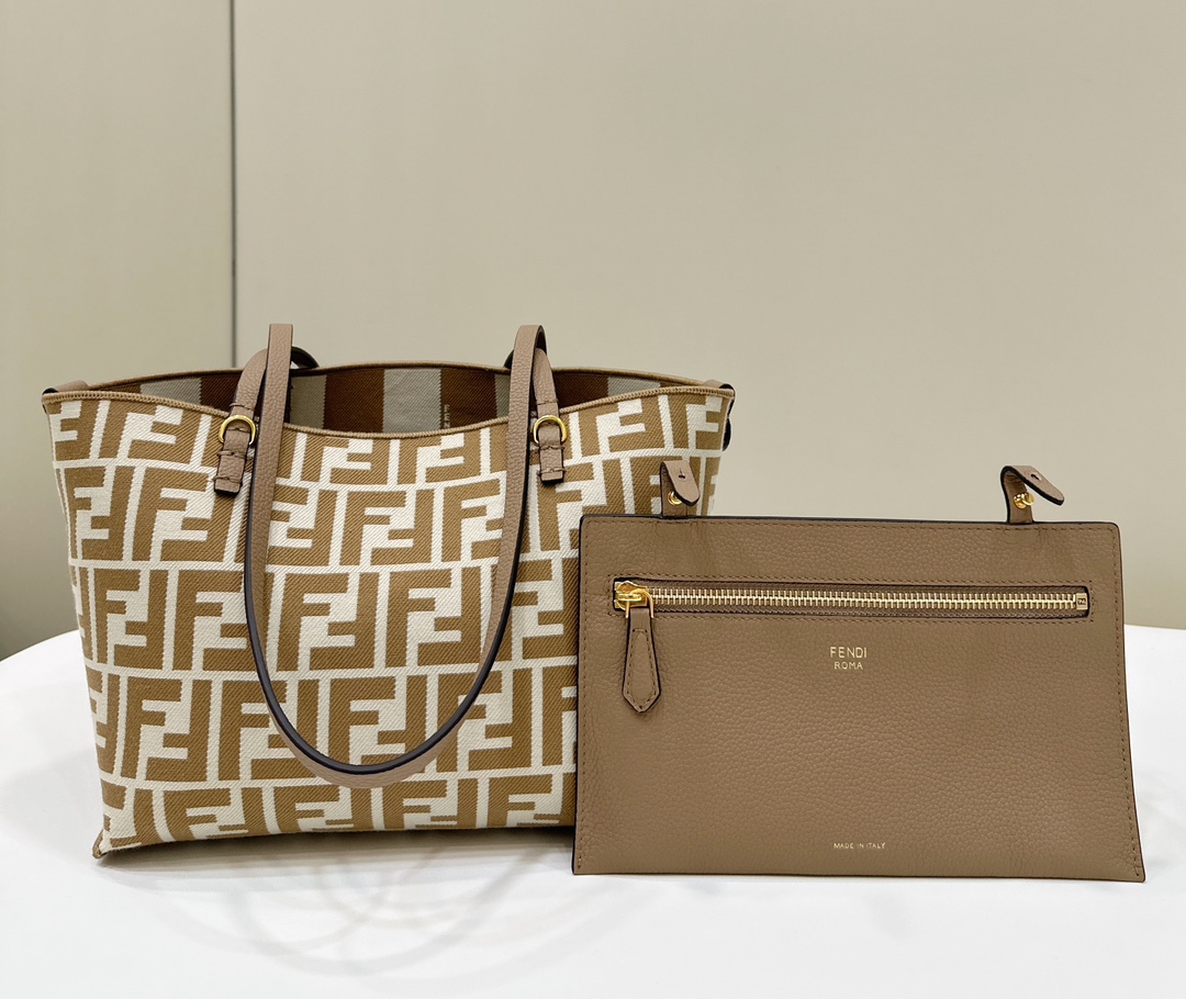 FENDI Roll, Double-Sided Tote, One Side Pequin Stripe Design, One Side Classic FF Pattern Model no: 8661s