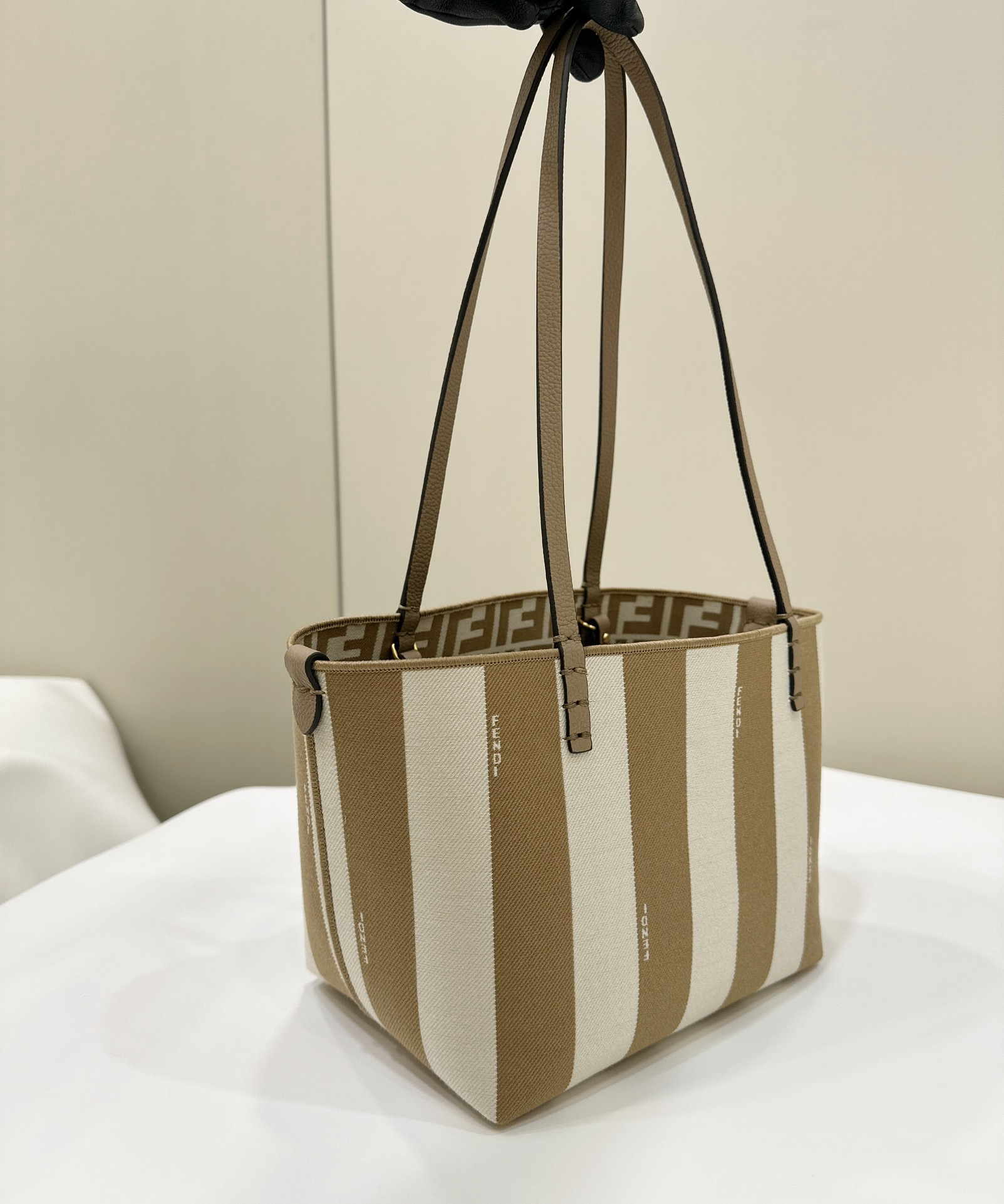 FENDI Roll, Double-Sided Tote, One Side Pequin Stripe Design, One Side Classic FF Pattern Model no: 8661s