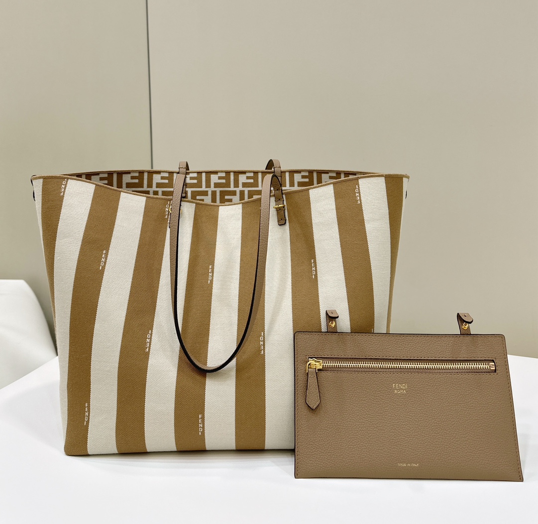 FENDI Roll, Double-Sided Tote, One Side Pequin Stripe Design, One Side Classic FF Pattern Model no: 8661L