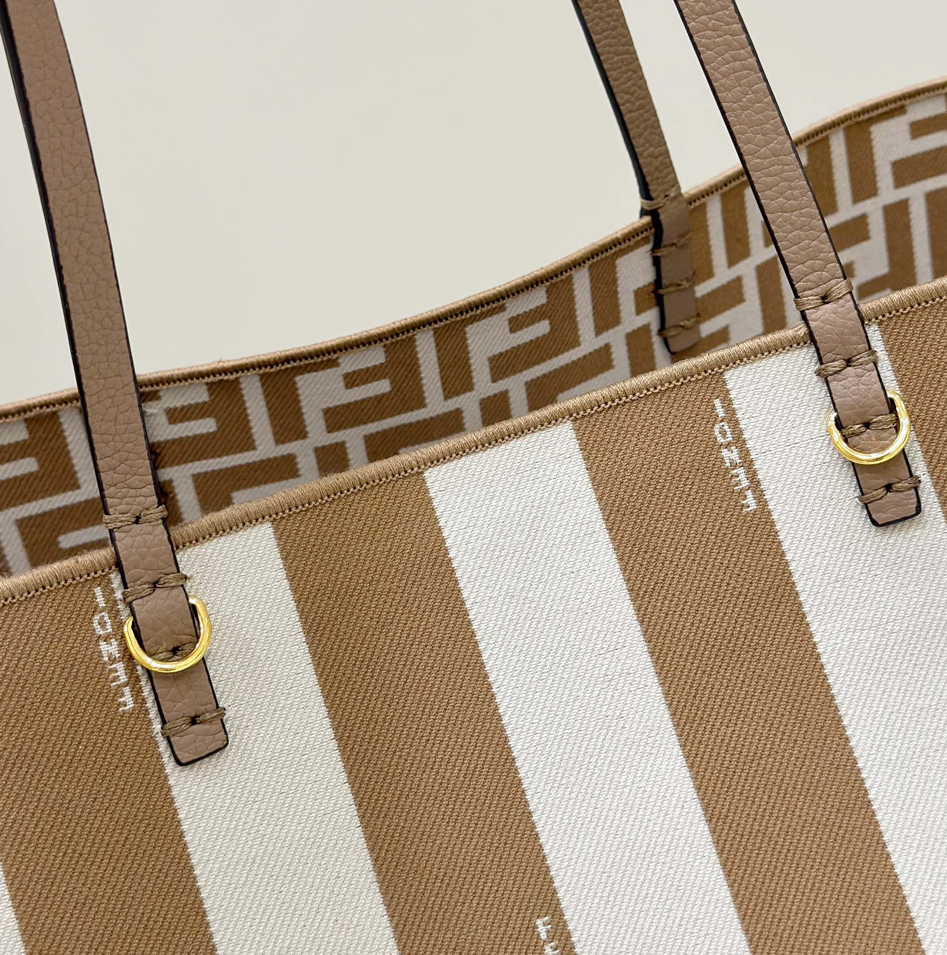 FENDI Roll, Double-Sided Tote, One Side Pequin Stripe Design, One Side Classic FF Pattern Model no: 8661L